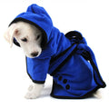 Fashion Blue Microfiber Absorbent Bath Towel for Puppy or Cat Soft Coat Hooded Pet Bathrobe for Cleaning and Drying