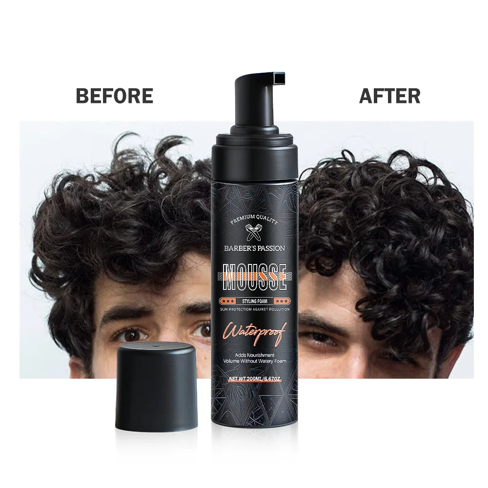 BARBERPASSION New Men Curls Leave-in Hair Curl Strong Hold Mousse Styling Foam Private Label