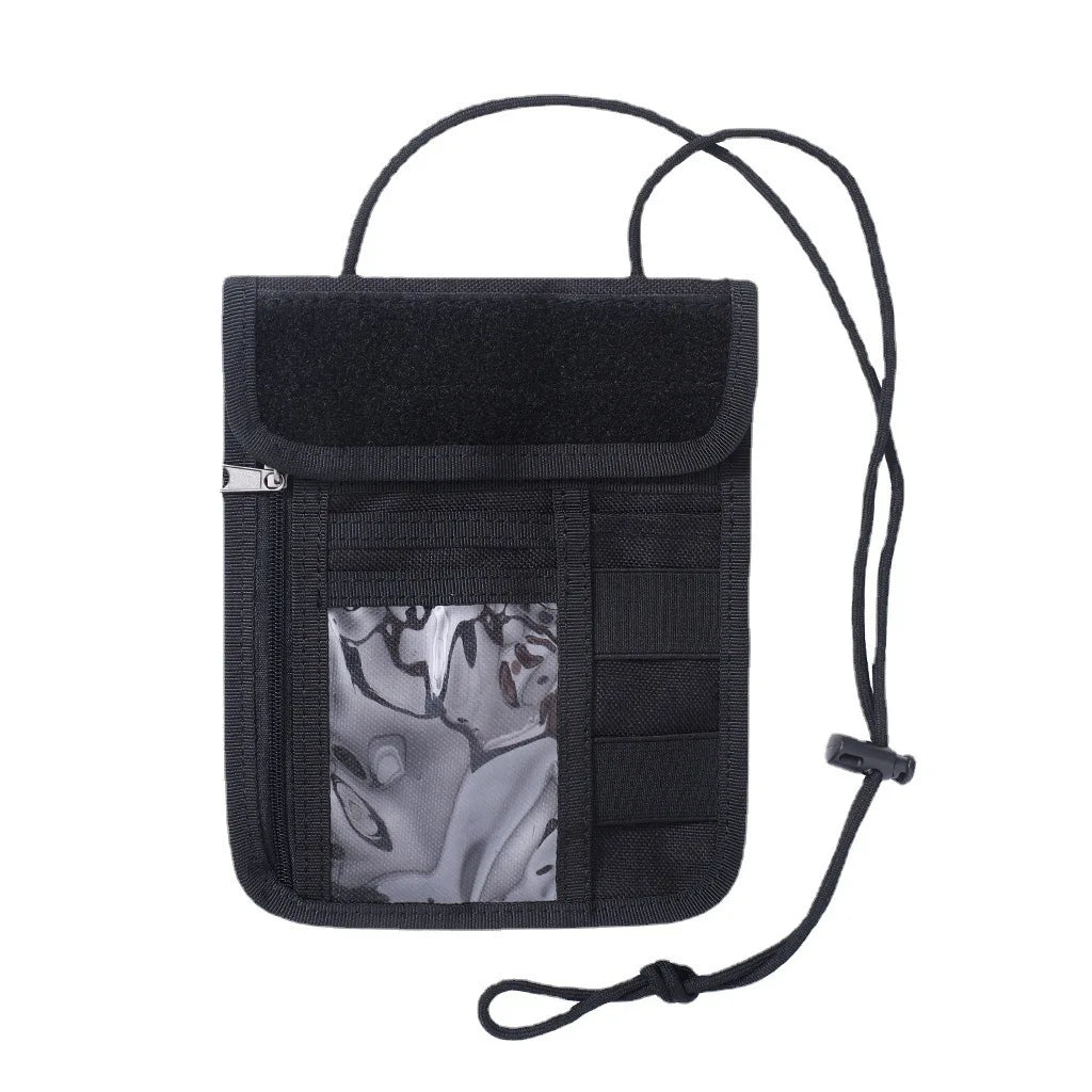 Tactical ID Card Holder Credit Purse Neck Lanyard Key Ring Loop Hunting Molle Wallet Bag Organizer