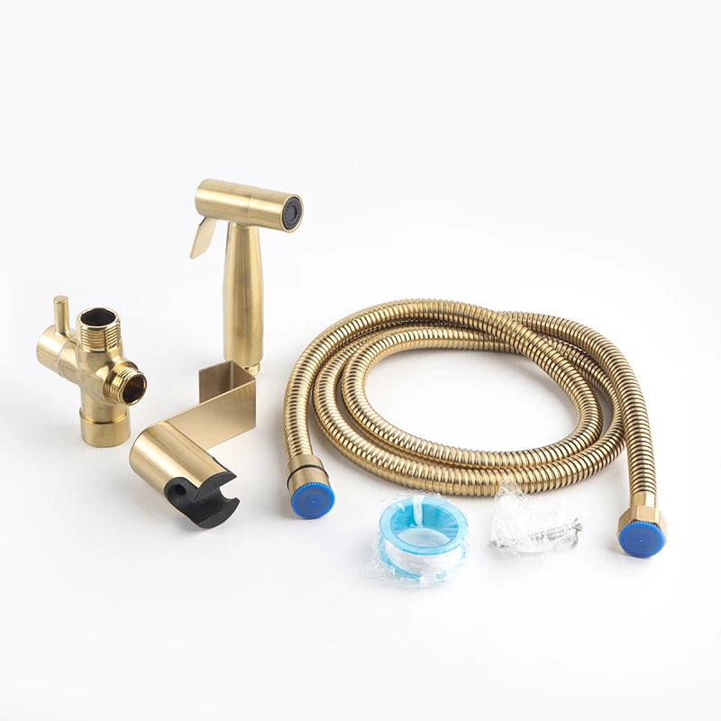 Sliver.Brush Gold Bidet Sprayer for Toilet Handheld Cloth Diaper Sprayer Bathroom Jet Sprayer Kit Spray Attachment With Hose