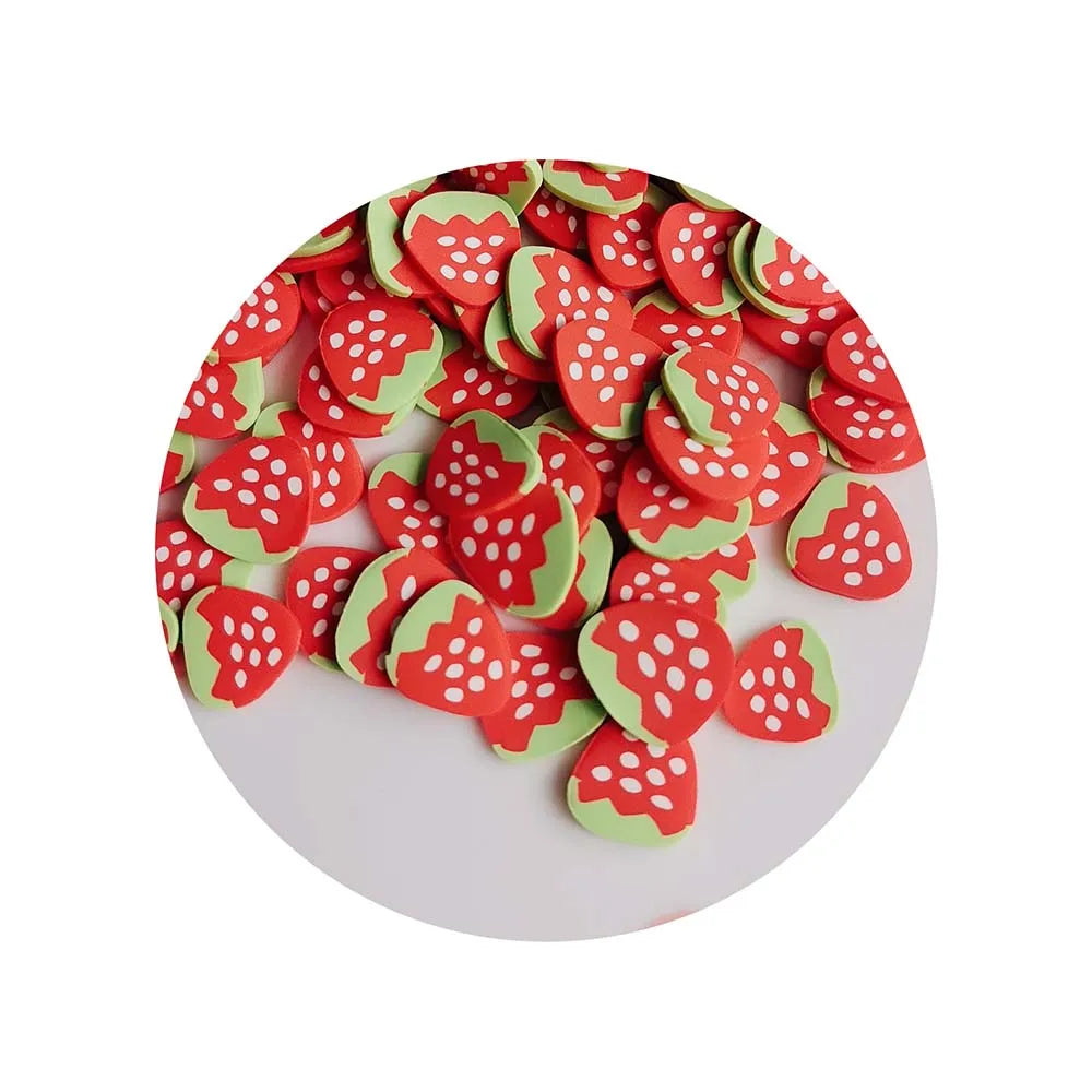 500g/lot Mix Red Polymer Clay Strawberry Sprinkles Fruits Slices for Slime Nail Art Decorations Klei Plastic