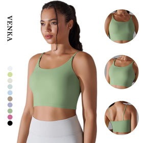 Women's High Strength Support Sports Bra Sexy Backless Fitness Solid Color Crop Top Fixed Chest Pad Workout Yoga Bra Gym Wear