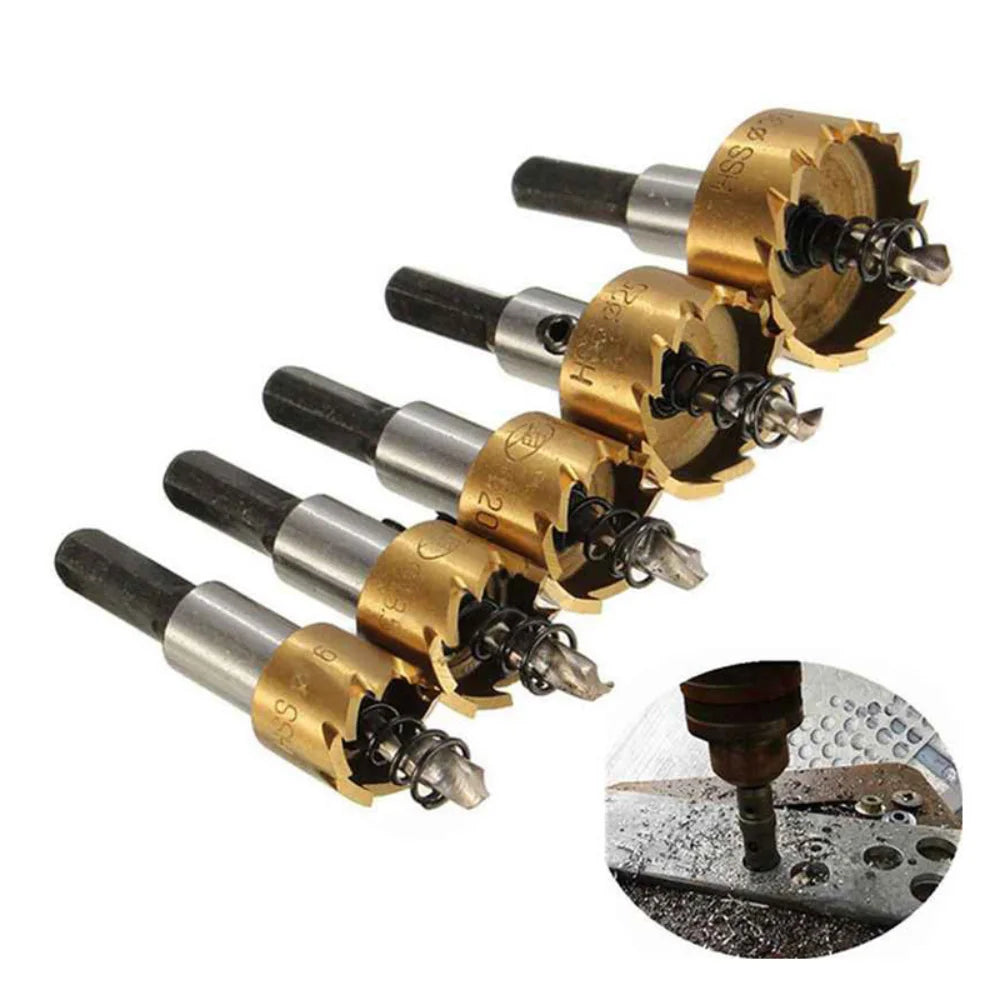 5pc High Speed Carbon Steel 16-30mm Hole Opener Sheet Metal Reamer Carbide Drill Bits Left Hand Split Point Whistle Notch Shank