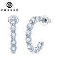 Moissanite Stud Earrings 925 Sterling Silver 3mm 0.1 CT Moissanite Fashion C-Shaped Stud Earrings for Women
