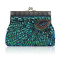 1920s Flapper Peacock Clutch Vintage Gatsby Beaded Sequin Evening Bag Wedding Bridal Party Prom Handbag Purse for Woman