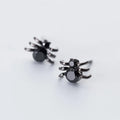 Cute Small Spider with Black Zircon Stone Statement Ear Studs CZ 925 Sterling Silver Earrings Fine Jewelry for Women Men