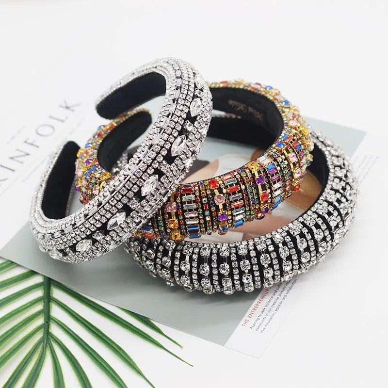 HOVANCI Baroque Bling Full Diamond Crystal Rhinestone Headband Colorful Rhinestone Headband Hairband Jewelry