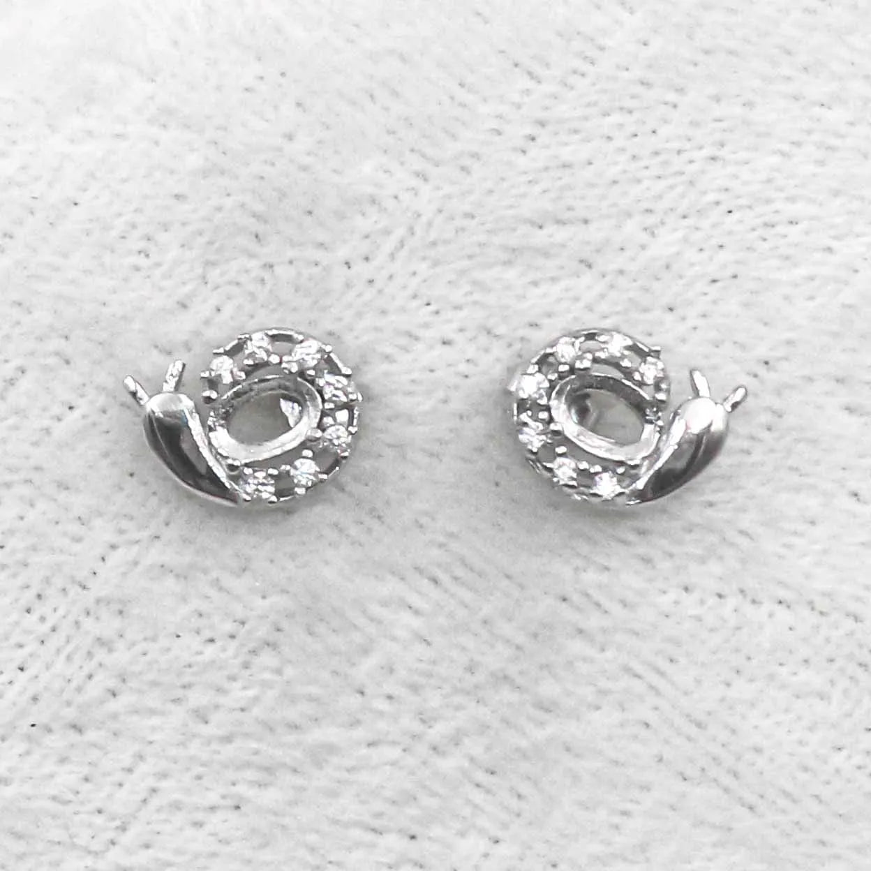 Sterling Silver 4*6mm Semi Mount Stud Earrings Empty Support Blank Claws Setting S925 Base Without Center Stone for DIY Inlay