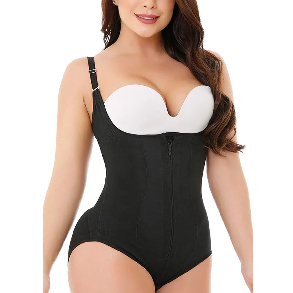 Firm Control Zipper Bodysuit Women Plus Size Slimming Butt Lifter Post Partum Shaper Shapewear