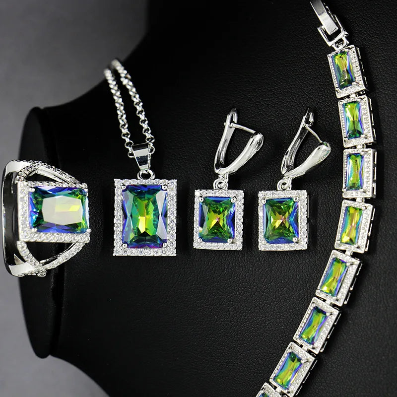 Classic 3 Piece Necklace Earrings Ring Jewellery Set AAA Cubic Zirconia Diamond Women Wedding Bridal Jewelry Sets