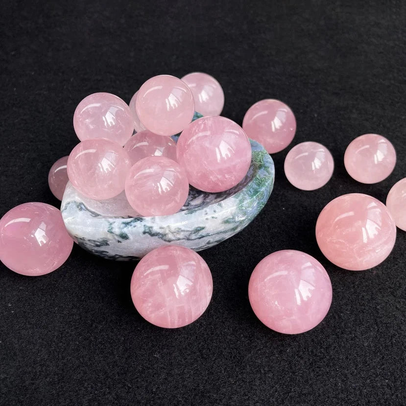Wholesale Mini Natural Rose Quartz Sphere With Star Light Healing Stones