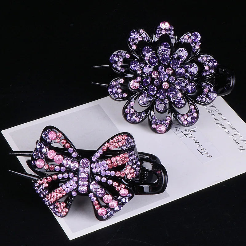 Hot Sale Chinese Traditional Hair Claw Clips Rhinestone Butterfly Resin Clips Hair Accessories