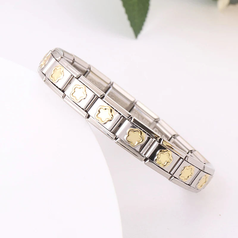 Customizable Italian Butterfly Charm Bracelet for Women Geometric Stainless Steel Jewelry From Factory