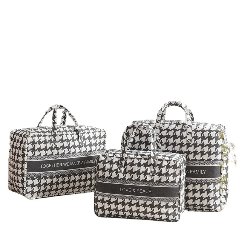Portable Wardrobe Organizer Printed Quilt Clothes Storage Bag Oversized Moving Luggage Box Foldable Organization Case