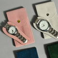 Velvet Watch Pouch With Pad Add Logo Branded Travel Case Green Color Watch Packaging Button Pocket