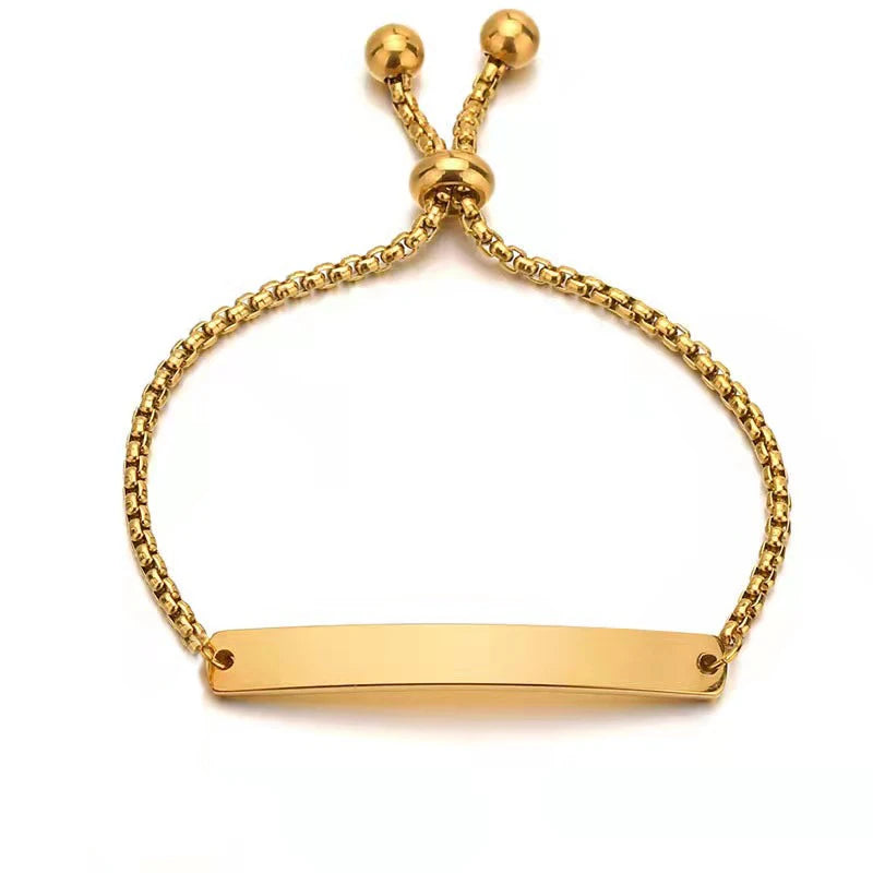 22CM Blank Bar Chain Bracelet Anklet Custom for Women Men Friendship Bracelet Stainless Steel Gold Silver Rose Gold 2024 New