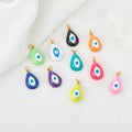Fashion Diy Necklace Jewelry Pendant Neon Enamel Droplet Shaped Black Blue Pink White Eye Necklace Charms
