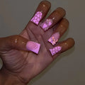 Foreign Popular Duckbill Style Wearing armor French pink butterfly Rhinestone European and American Press on Nail