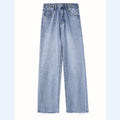 Spring and Autumn New Retro Style High Waist Solid Color Wide Leg Jeans Women Street Solid Color Slim Straight Jeans Ladies Pant