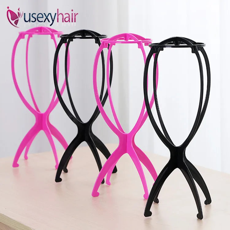 Top Quality Black pink Blue White Plastic Wig Stand Holder Hair Cap Display Stand  Adjustable Holding Foldable Portable Hat