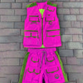 Custom Streetwear Mens Cargo Vest and Cargo Shorts Two Piece Joggers Shorts Sleeveless Shirts Unisex Tracksuit Short Set