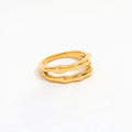 High End 18K Plain Gold Simple Double-layer Rings Stainless Steel Trendy Simple Gold Plated Jewelry