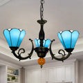 Tiffany Style Flush Mount Ceiling Light Vintage Stained Glass Pendant Chandelier for Stairwell Chandeliers Pendant Lights