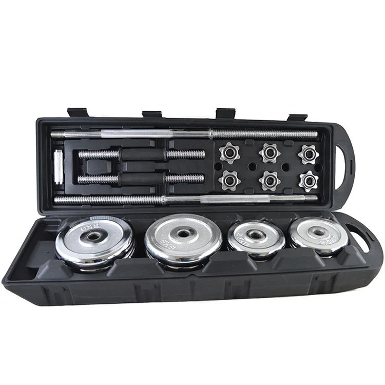 SQ RHD 50kg Cast Iron Chrome Adjustable Professional Dumbbell Barbell Set for Commercial Use