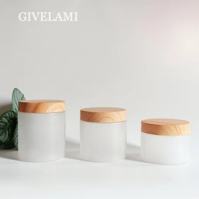 Hot Sale 150g/200g/250g Frosted PET Plastic Cream Jar with Wood Grain Printing Plastic Lid Cosmetic Packaging