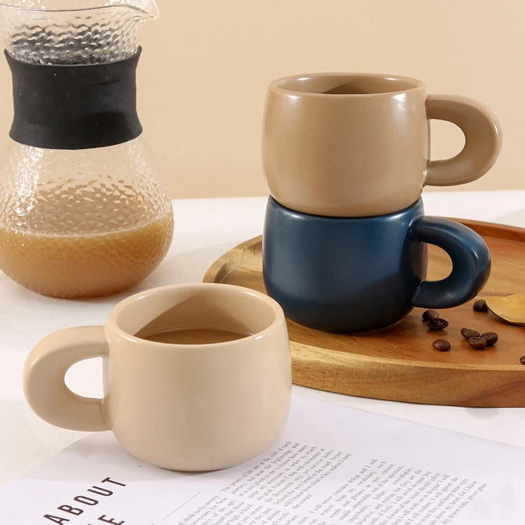 Customize 250ml 8oz Luxury Girl Cute Chubby Breakfast Ceramic Mug Kids Matt Milk Mug With Handle