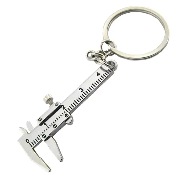 Creative Fashion Zinc Alloy Vernier Caliper Miniature Simulation Tool Metal Wrench Pliers Lightweight Keychain for Men's Gifts