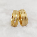 Classic Modern 2pcs Pair Wedding Engagement Rings Sets for Men and Women Wholesale 18k Gold Plated Stainless Steel Jewelry