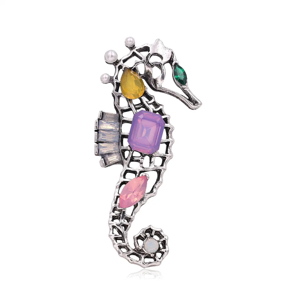 DRAC153 Fashion See Horse Brooches Women Rhinestones Brooch Pin Europe and America Jewelry Wholesale