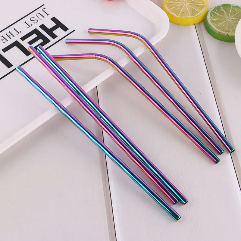 Custom 18/10 Stainless Steel PVD Colored Straws Reusable Metal Drinking Straws