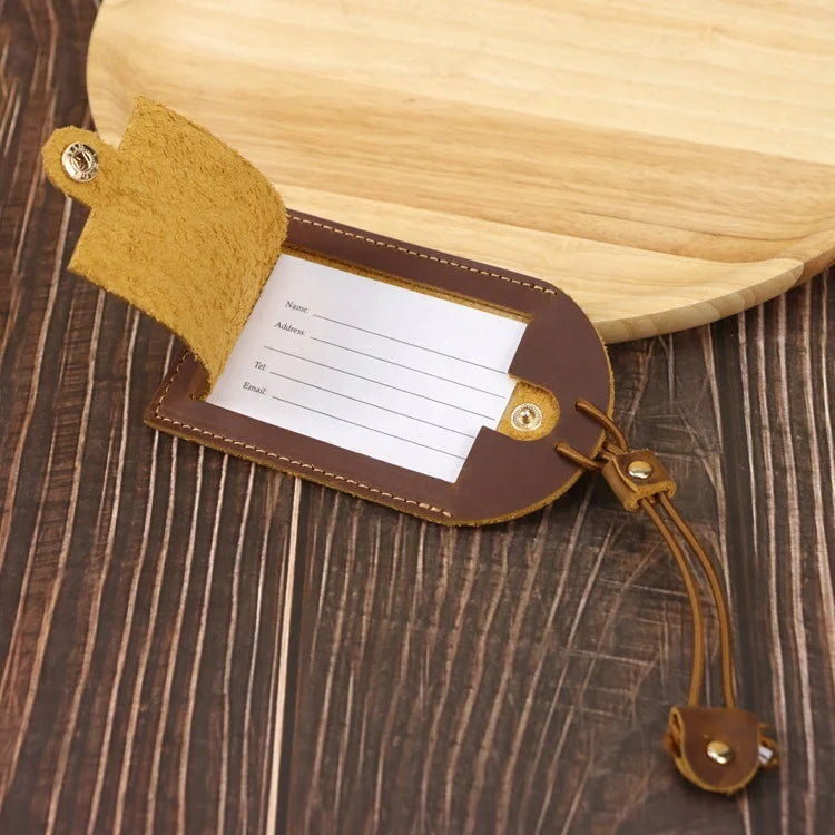 Wholesale Custom Logo Leather Travel Tags Soft Waterproof Genuine Leather Luggage Tag Travel for Father's Day Gift