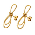 INS Simple Stainless Steel 18K Gold Plated Hollow Bowknot Earring Titanium Steel IP Personalized Infinity Circle Earring Jewelry