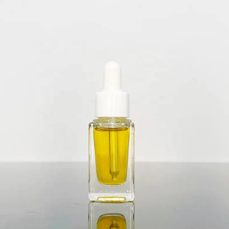 Skincare Eye Oil Glass Bottle Frasco Wholesale Thick Wall Clear Square 10 Ml Bottles with Dropper Cosmetic Screen Printing XC-DB