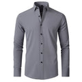 Four-sided Elastic No-ironing Men's Long-sleeved Shirts Mercerized Vertical Sense European Size Men's Shirt