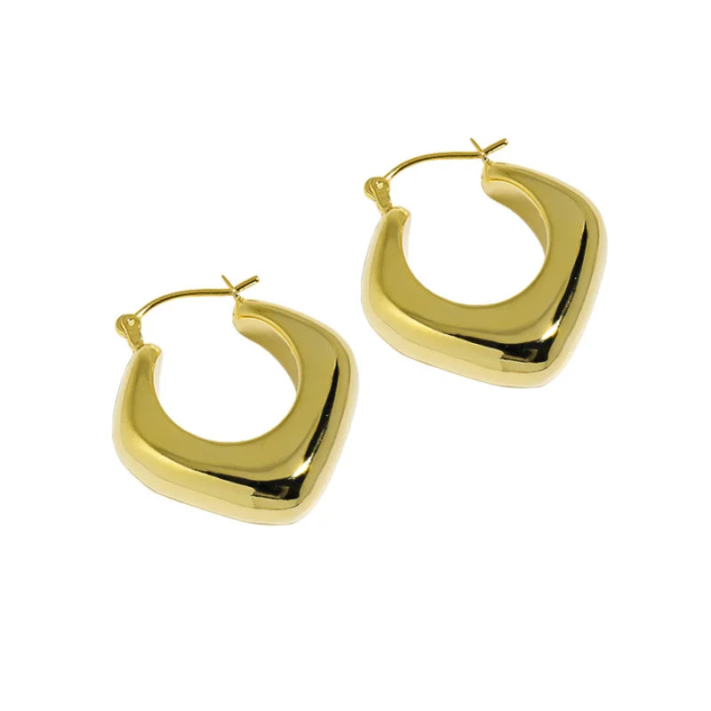 Wholesale Geometric Chunky 925 Silver Hoop Earrings Sterling Silver Jewelry 18k Gold Plated 925 Silver Earrings Women