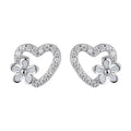 Earrings Jewelry 925 Sterling Silver Flower in Heart Stud Earrings for Women Engagement
