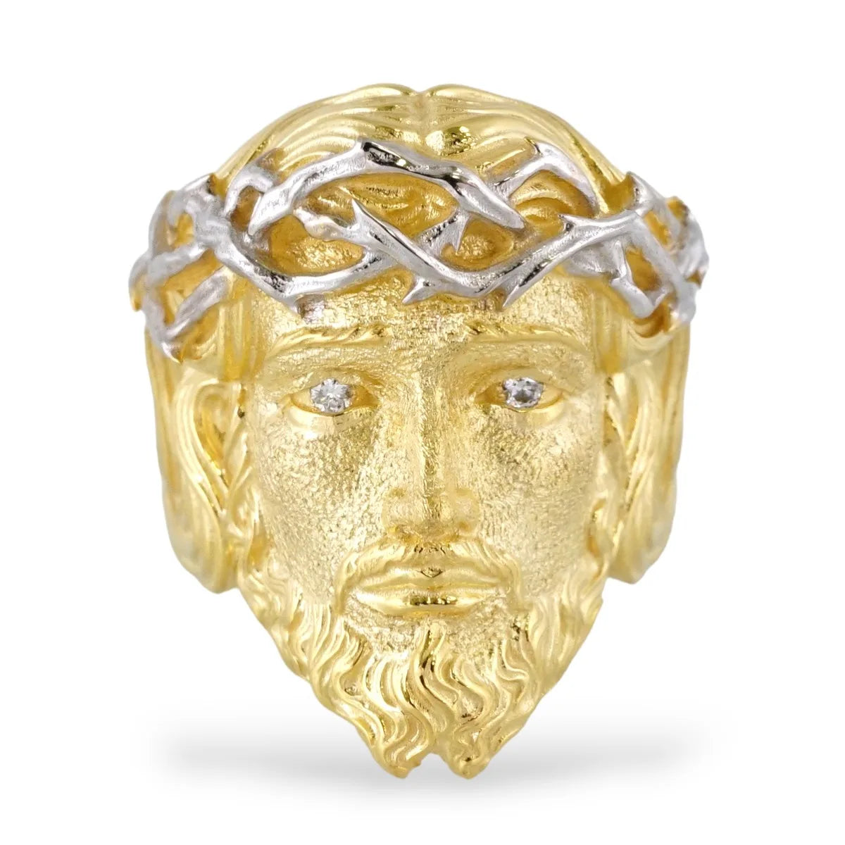 Plain Jesus Hip Hop Ring Custom Gold Plated 925 Sterling Silver VVS Moissanite Diamond Luxury Christ Face Ring for Men