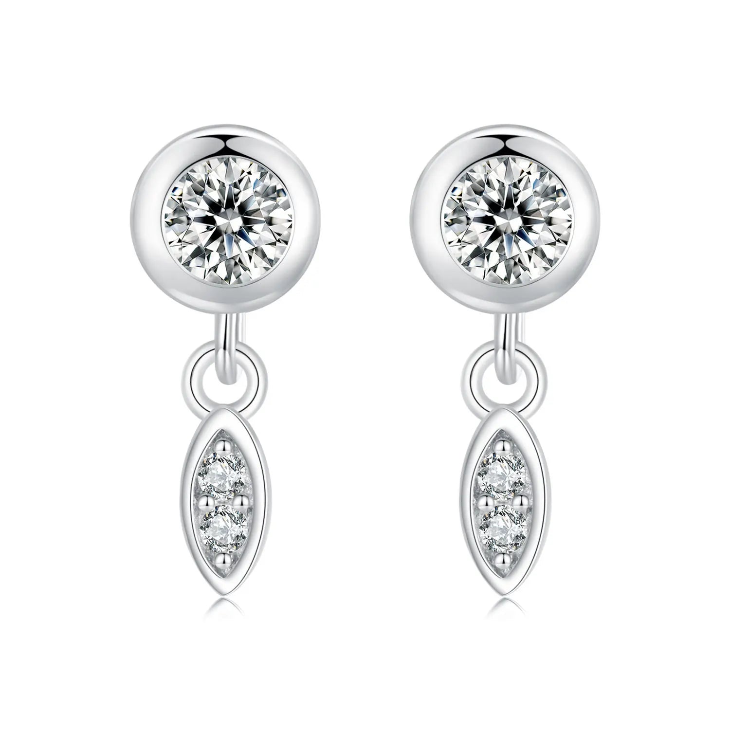 Factory 925 Sterling Silver Minimalist Tassel Stud Earrings Bezel Setting CZ for Women Fashion Fine Jewelry Gift SCE1716