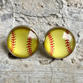 New Fashion Sports Ball Stud Earrings Baseball Softball Basketball Soccer Shaped Earrings Ladies Glass Earrings