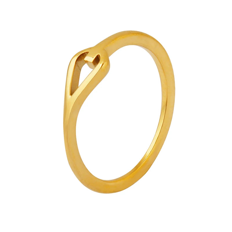 Women's Hip Hop Hollow Ring 18K Gold Plated Modern Fine Stainless Steel Jewelry
