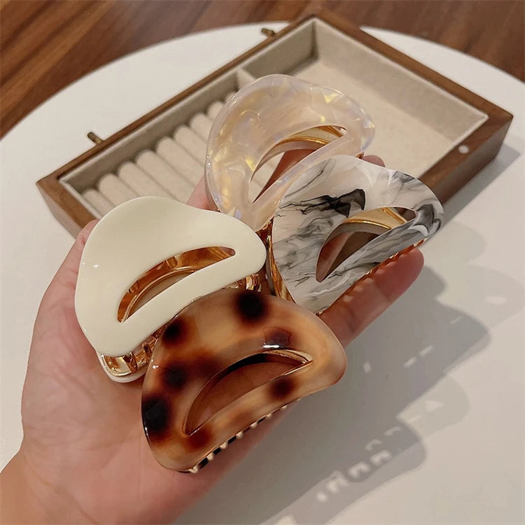 Korean Retro Half Round Hairpin Simple Alloy Acetate Shark Claw Hair Clip Accessory