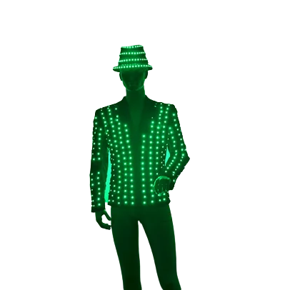 Fashion Men Light up Led Light Dj Laser Jackets With Hats  for Dj Party Nightclub Wear Full Color Lighting Dance
