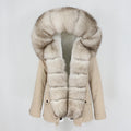 OFTBUY 2023 Waterproof Short Parka Winter Jacket Women Real Natural Fox Fur Collar Hood Coat Streetwear Detachable 3 in 1