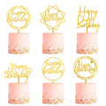 Beautiful Many Gold Style Acrylic Cake Topper Geometry Round Letter Cake Toppers Happy Birthday Wedding Party Cupcake Toppers