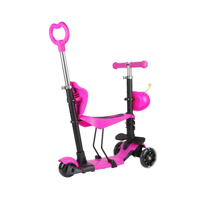 Supplier Direct Sales 5 in 1 Multifunction Kids Scooter with PU Light Wheels Cheap Children Toys Multicolor
