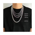 Hiphop Jewelry Silver Cuban Link Chain Exaggerated Chunky Flat Snake Bone Stainless Steel Choker Necklace for Men